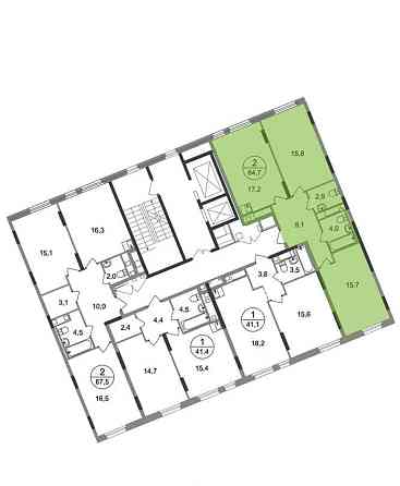2-комн. квартира, 64 м2, 9/17 эт. Москва
