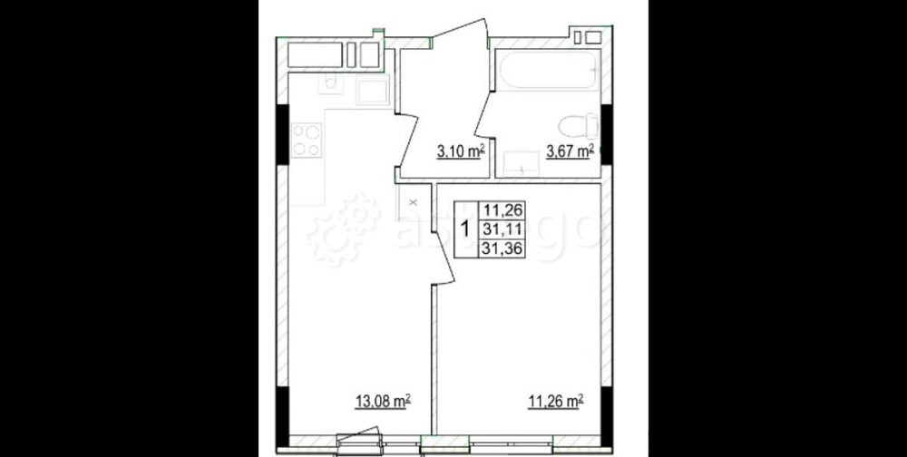 1-комн. квартира, 32 м2, 5/8 эт. Белгород - изображение 3