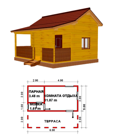 Баня из бруса - 5х6 м Новосибирск