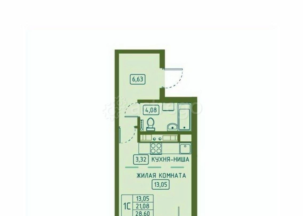 Студия, 28.6 м2, 5/23 эт. Красноярск - изображение 7