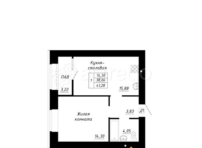 1-комн. квартира, 41.28 м2, 6/14 эт. Стерлитамак - изображение 1