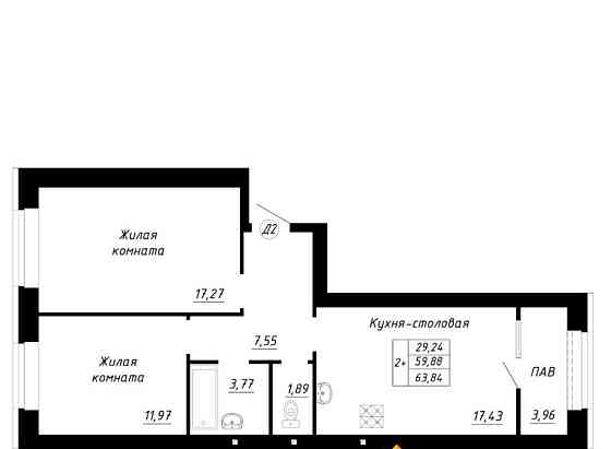 2-комн. квартира, 63.84 м2, 13/14 эт. Стерлитамак