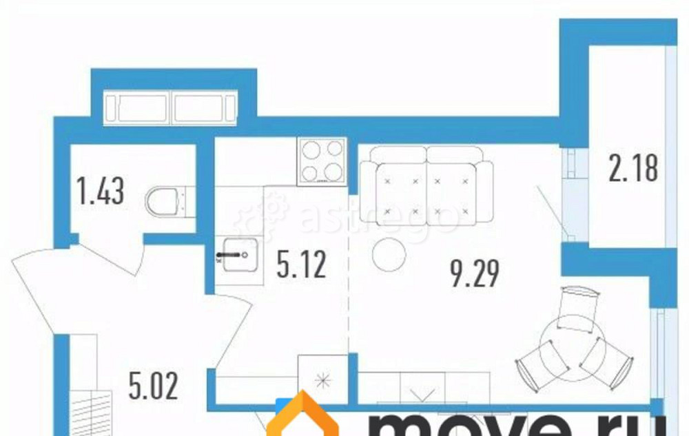 2-комн. квартира, 38.63 м2, 12/12 эт. Санкт-Петербург - изображение 1