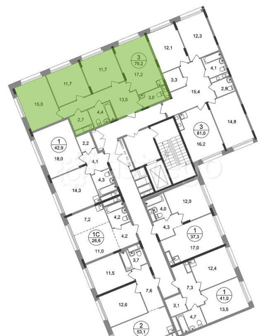 3-комн. квартира, 79 м2, 5/17 эт. Москва - изображение 4
