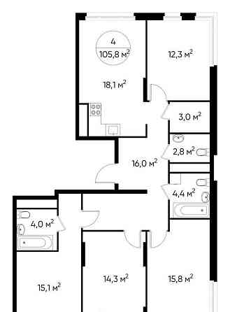 4-комн. квартира, 105 м2, 13/17 эт. Москва