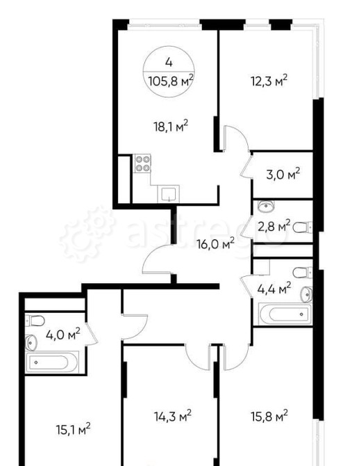 4-комн. квартира, 105 м2, 13/17 эт. Москва - изображение 1