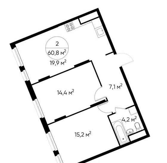 2-комн. квартира, 60 м2, 14/17 эт. Москва