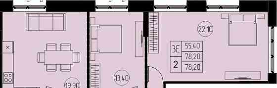 3-комн. квартира, 78.2 м2, 19/28 эт. Пушкино