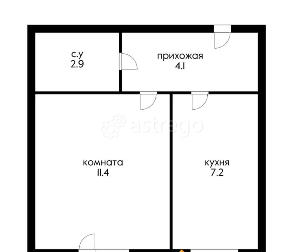 1-комн. квартира, 27 м2, 2/4 эт. Яблоновский - изображение 3