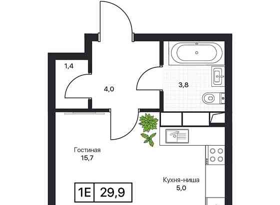 Студия, 30 м2, 13/17 эт. Пушкино