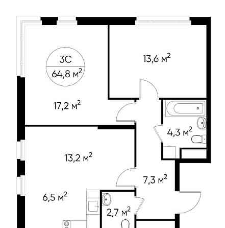 3-комн. квартира, 64 м2, 8/17 эт. Москва