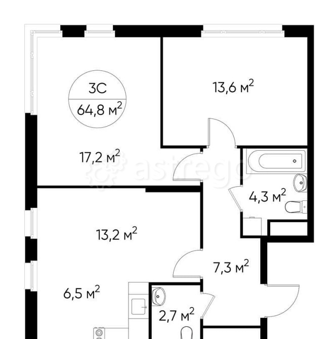 3-комн. квартира, 64 м2, 8/17 эт. Москва - изображение 1