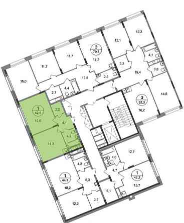 1-комн. квартира, 42 м2, 2/17 эт. Москва