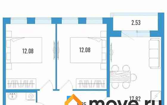 2-комн. квартира, 59.24 м2, 3/12 эт. Санкт-Петербург