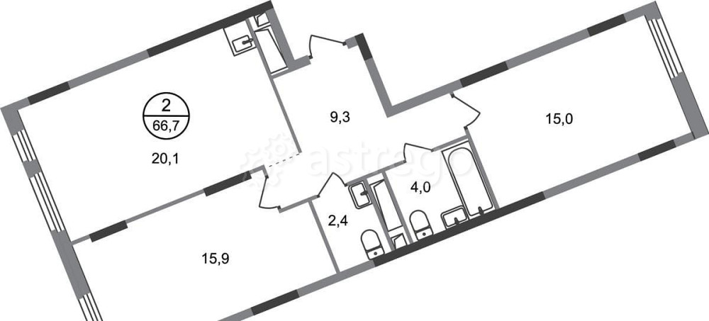 2-комн. квартира, 66 м2, 17/17 эт. Москва - изображение 1