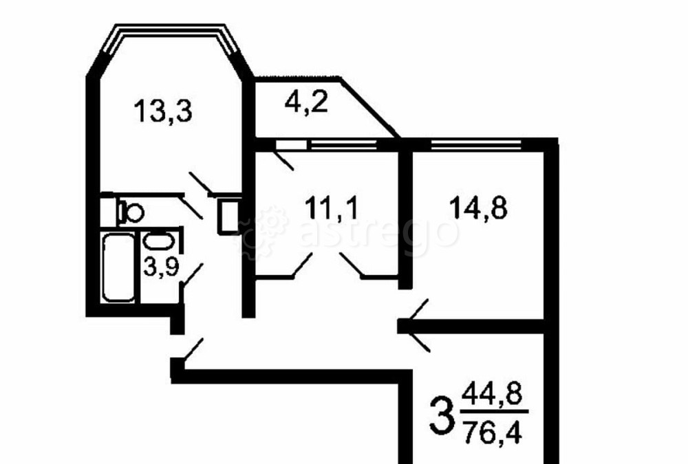 3-комн. квартира, 80 м2, 11/17 эт. Москва - изображение 7