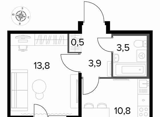 1-комн. квартира, 34.3 м2, 22/24 эт. Люберцы