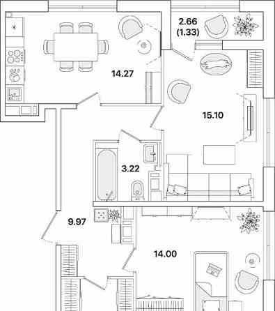 3-комн. квартира, 79.6 м2, 11/12 эт. Санкт-Петербург