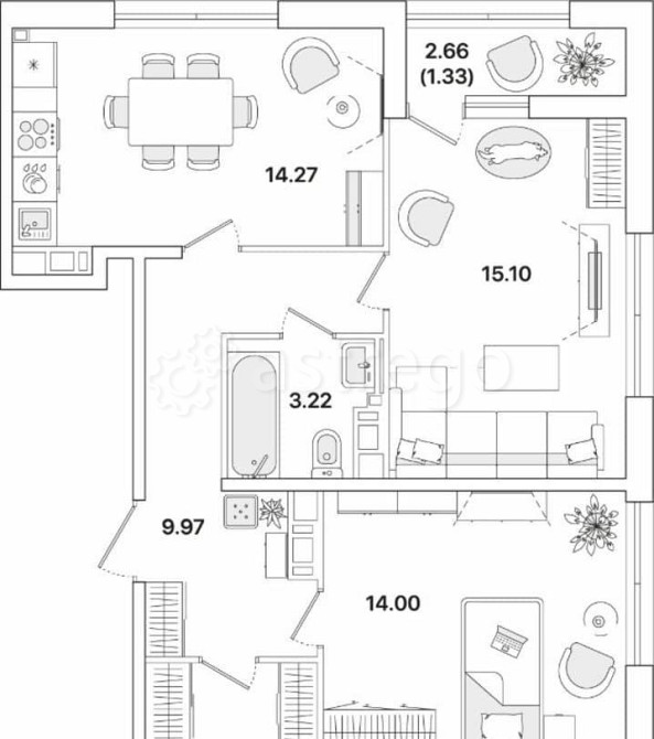 3-комн. квартира, 79.6 м2, 11/12 эт. Санкт-Петербург - изображение 1