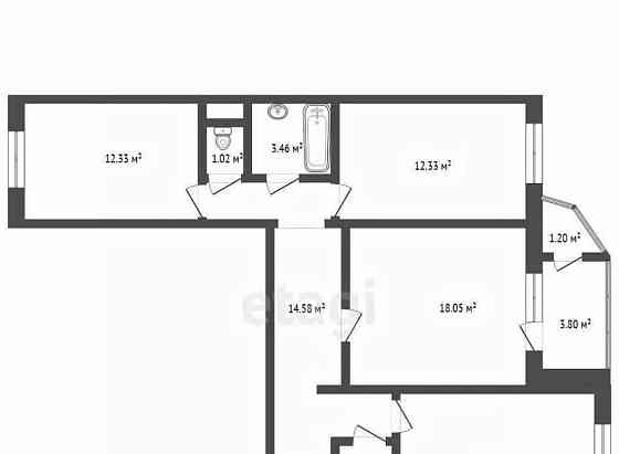 3-комн. квартира, 75.3 м2, 10/17 эт. Видное