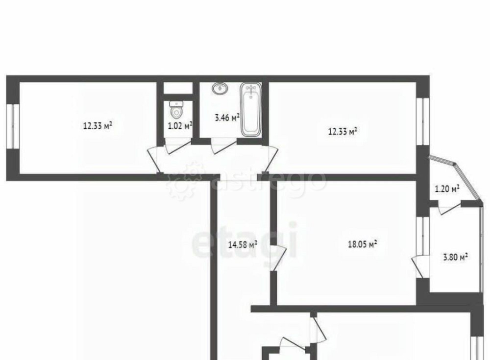 3-комн. квартира, 75.3 м2, 10/17 эт. Видное - изображение 3