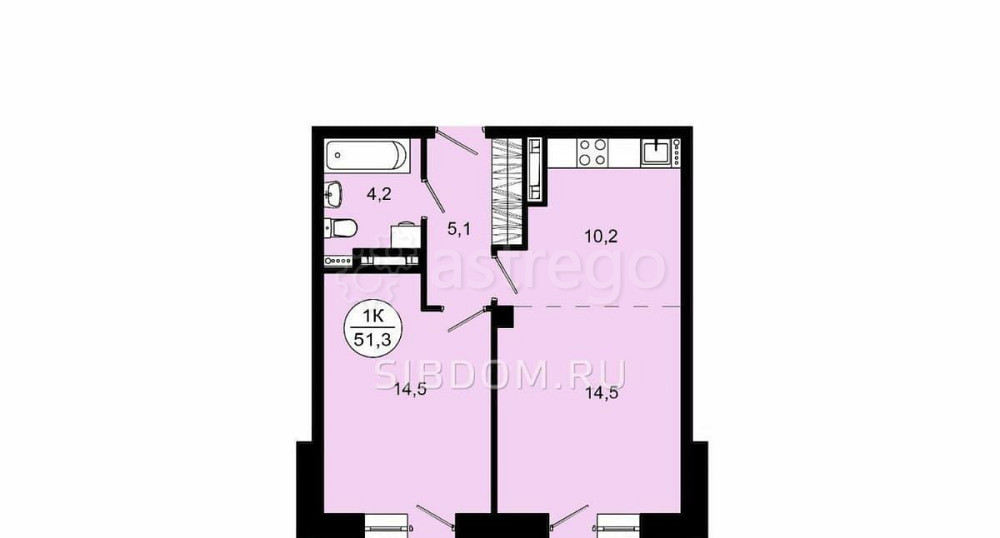 2-комн. квартира, 51.3 м2, 12/18 эт. Красноярск - изображение 1