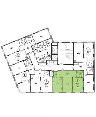 2-комн. квартира, 56 м2, 16/17 эт. Москва