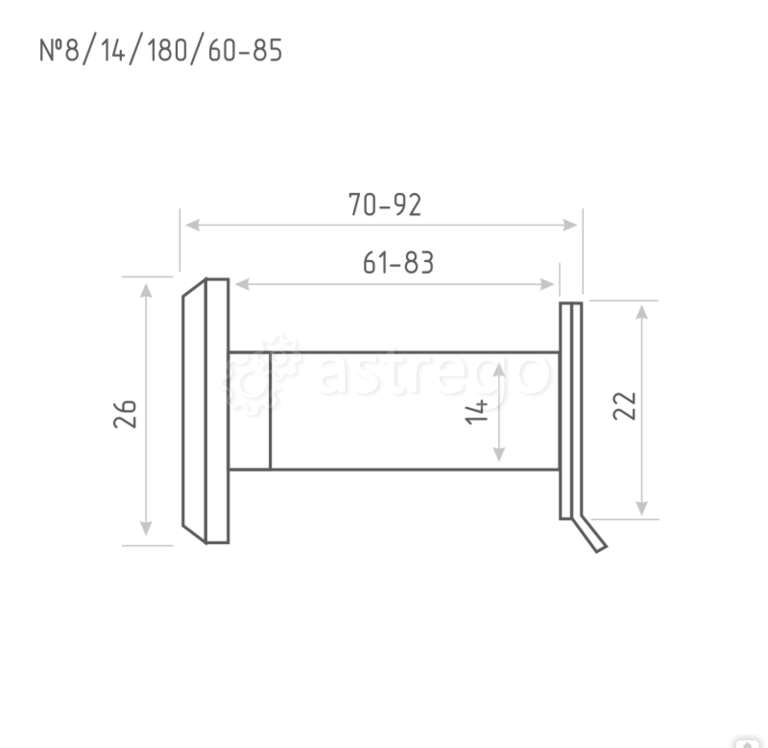 Глазок дверной НОРА-М №8/14/180/60-85 со шторкой (черный) Нижний Новгород - изображение 1