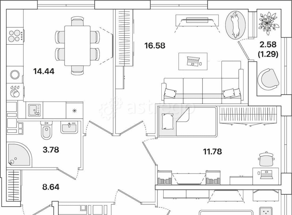 3-комн. квартира, 75.73 м2, 11/12 эт. Санкт-Петербург - изображение 1