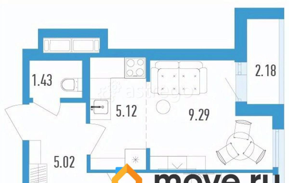 2-комн. квартира, 38.63 м2, 7/12 эт. Санкт-Петербург - изображение 1