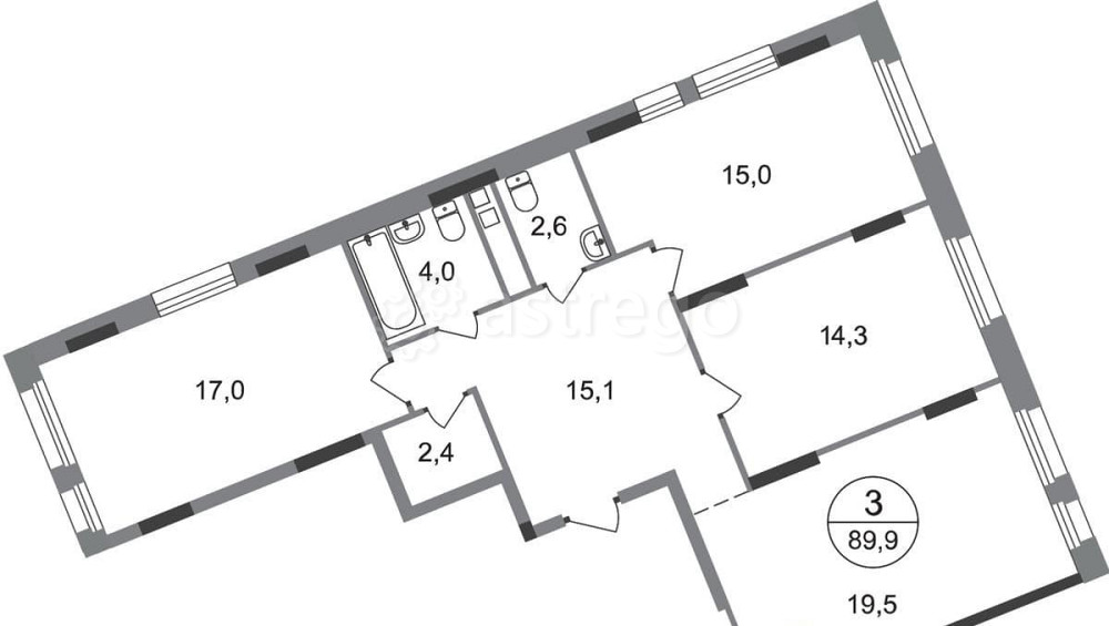 3-комн. квартира, 89 м2, 11/17 эт. Москва - изображение 1