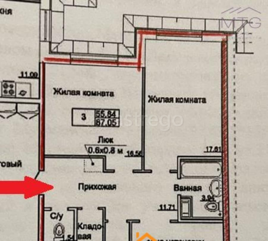 3-комн. квартира, 87 м2, 5/5 эт. Санкт-Петербург - изображение 3