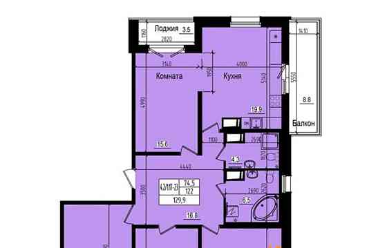 4-комн. квартира, 129.9 м2, 23/23 эт. Санкт-Петербург