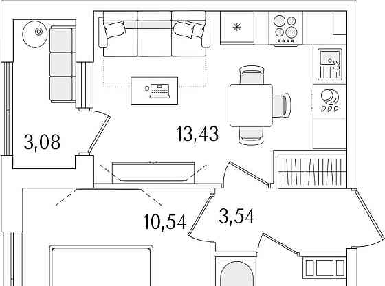 1-комн. квартира, 32.82 м2, 2/13 эт. Санкт-Петербург