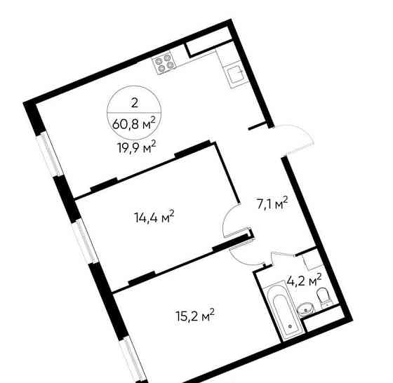 2-комн. квартира, 60 м2, 15/17 эт. Москва