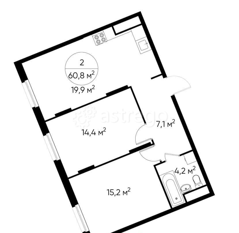 2-комн. квартира, 60 м2, 15/17 эт. Москва - изображение 1
