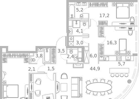 4-комн. квартира, 151.1 м2, 45/45 эт. Москва