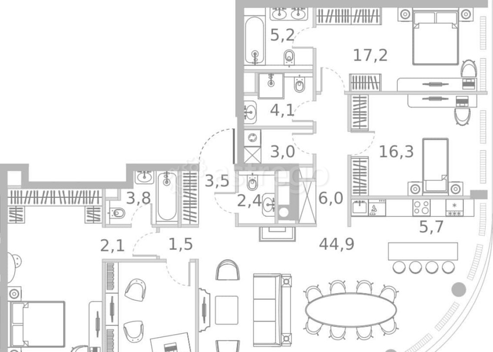 4-комн. квартира, 151.1 м2, 45/45 эт. Москва - изображение 1