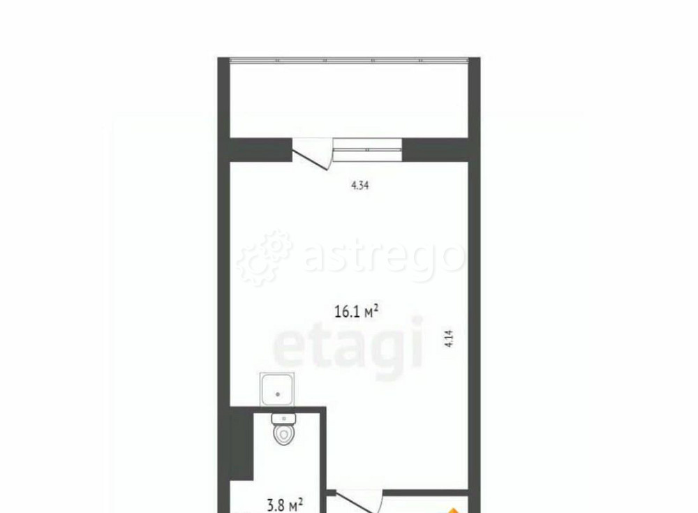 Студия, 24.1 м2, 14/15 эт. Красноярск - изображение 2