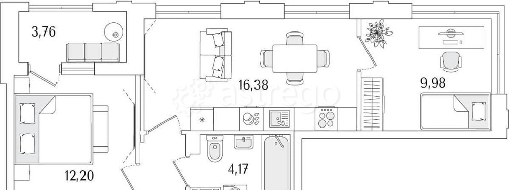 2-комн. квартира, 53.44 м2, 11/13 эт. Санкт-Петербург - изображение 1