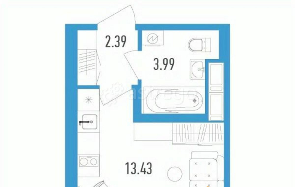 Студия, 21.53 м2, 7/12 эт. Санкт-Петербург - изображение 1