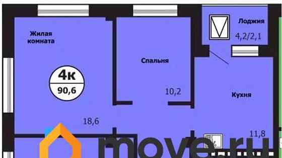 4-комн. квартира, 90.6 м2, 18/19 эт. Красноярск