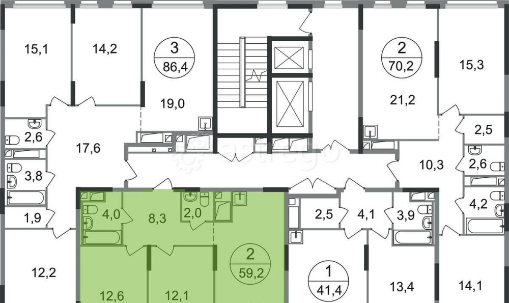 2-комн. квартира, 59 м2, 9/17 эт. Москва - изображение 5