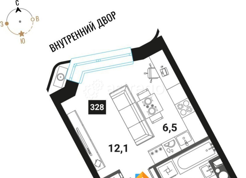 Студия, 27.9 м2, 21/28 эт. Москва - изображение 1