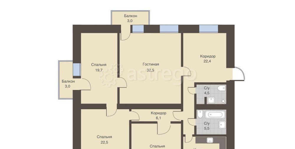 4-комн. квартира, 145.7 м2, 9/9 эт. Москва - изображение 7