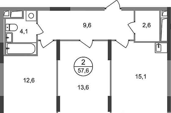 2-комн. квартира, 57 м2, 14/17 эт. Москва