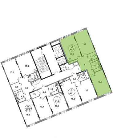 2-комн. квартира, 64 м2, 15/17 эт. Москва