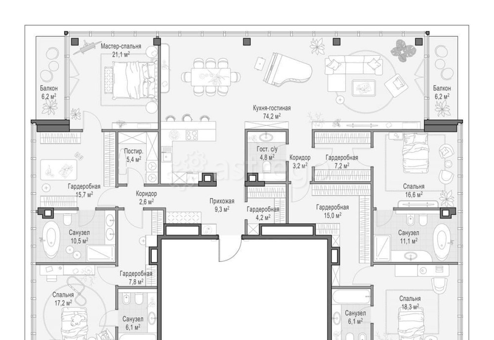 4-комн. квартира, 272.2 м2, 5/9 эт. Москва - изображение 1