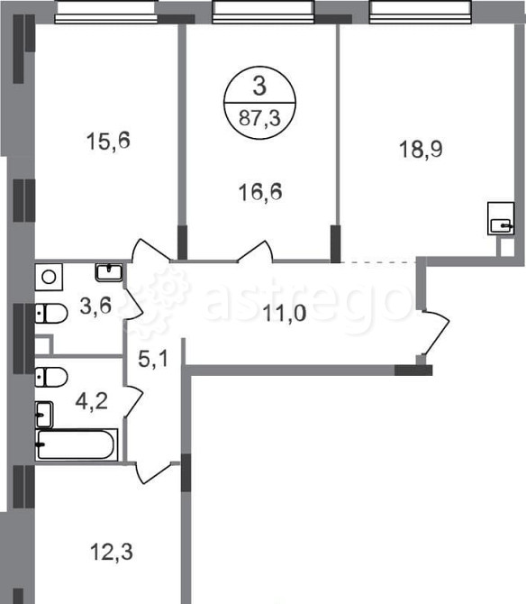 3-комн. квартира, 87 м2, 1/17 эт. Москва - изображение 1