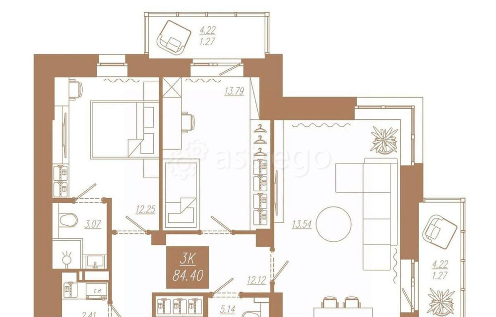 3-комн. квартира, 83.97 м2, 22/23 эт. Красноярск - изображение 1